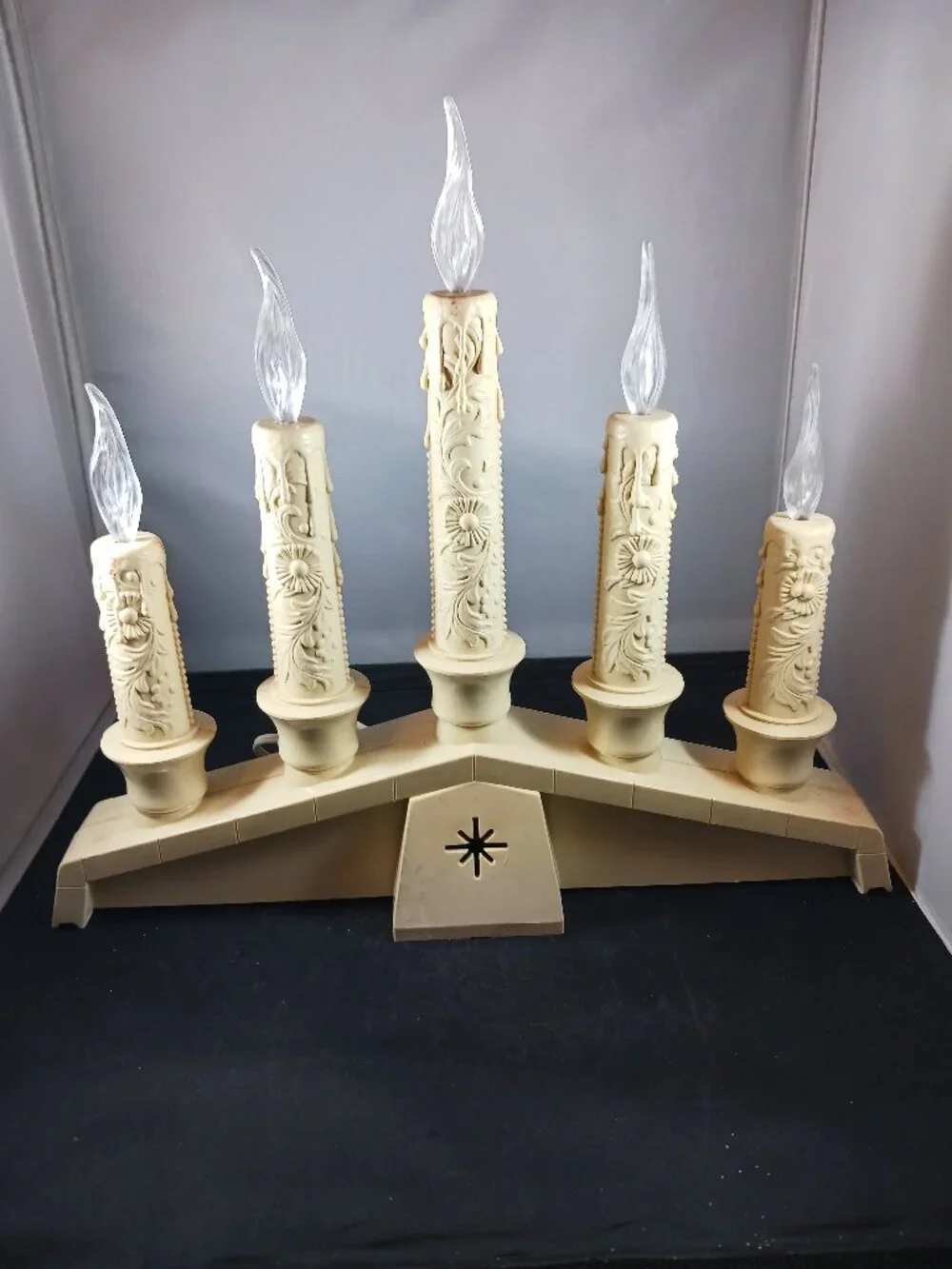 Vintage Empire 5 Candelabra Flat Flames Christmas Light Decor